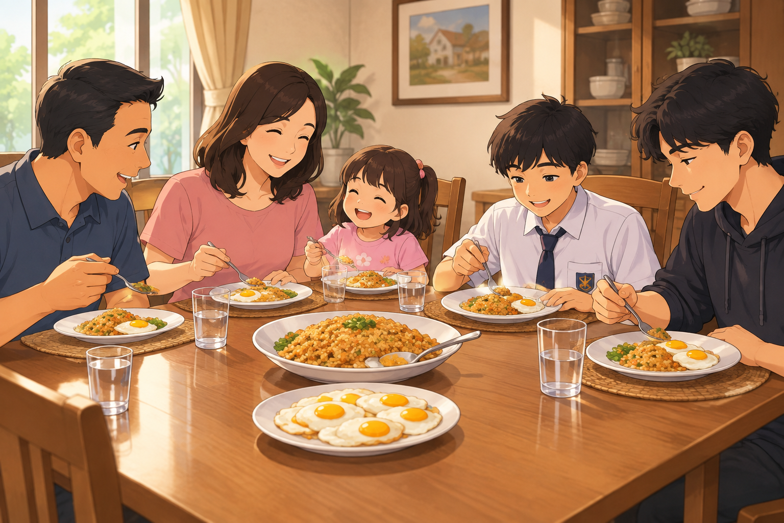 Makan sederhana bersama keluarga yang hangat